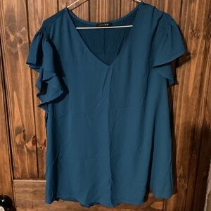 Papermoon Deep Blue flutter sleeve Blouse